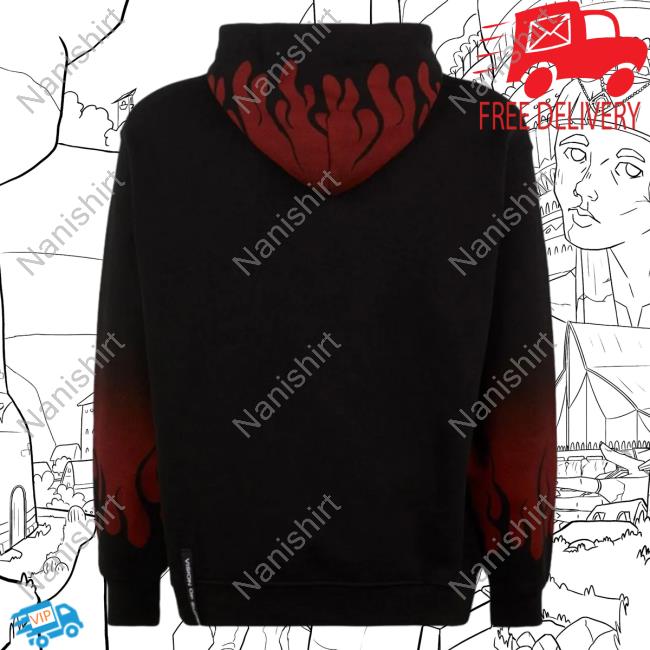 Official Vision Of Super Red Negative Flames Black Pullover Sweatshirt