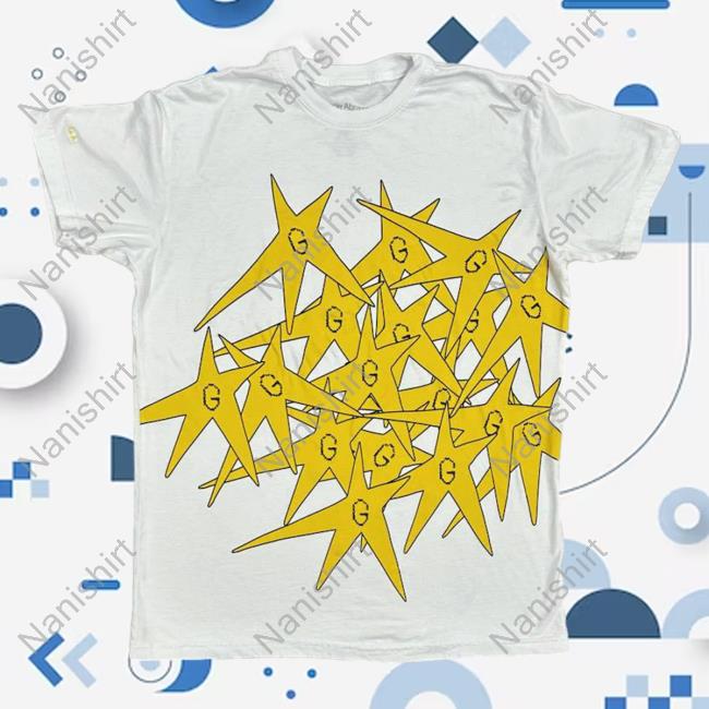G Yellow Star Splatter White Long Sleeved T Shirt