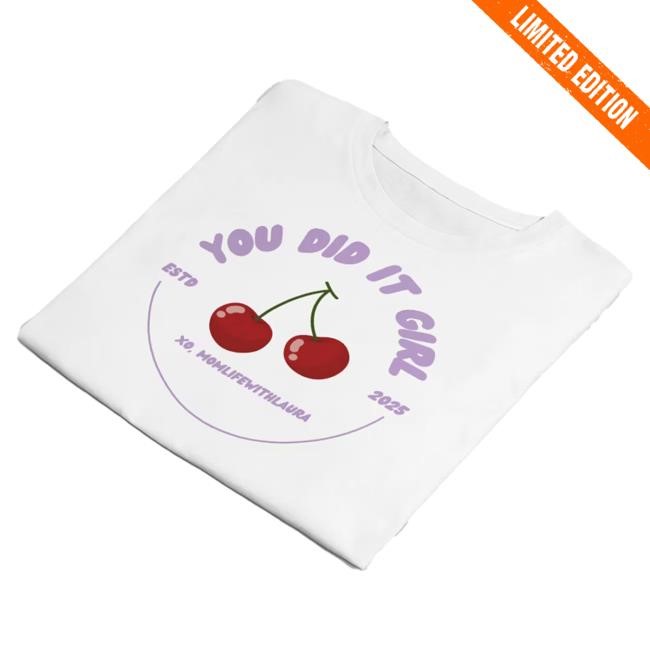 Official Momlifewithlaura You Did It Girl Cherries Cropped Tee - Lilac/White