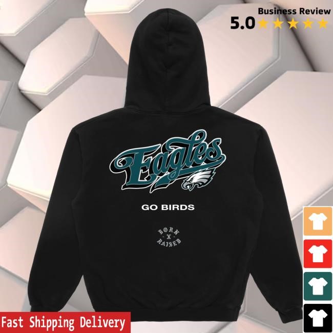 Official Born X Raised Merch Born X Raised + Eagles Pro Script New Shirt: Black NFL 2025 Kickoff