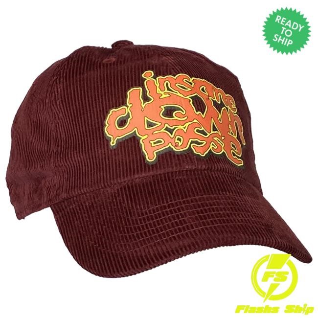 Official Icp Merch Clothing Store Insane Clown Posse "Stack Logo" Corduroy Dad Hat In Burgundy
