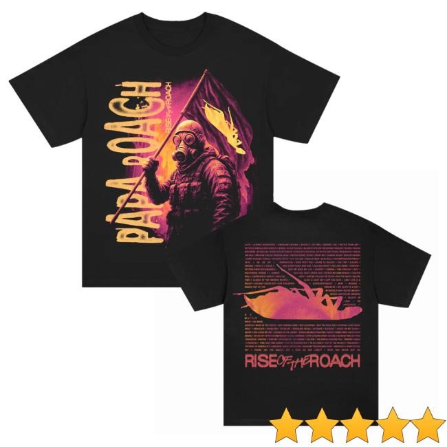 Official Papa Roach Merch Rise Of The Roach Soldier T Shirt (Black)