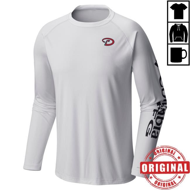Official MLB Clothing Men's Arizona Diamondbacks Columbia White Terminal Tackle Long Sleeve Tee