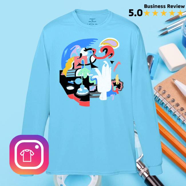 Mac Miller Faces Blue Long Sleeve Tees