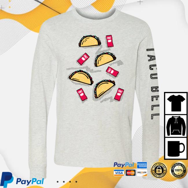 Official Taco Bell Fire Sauce Packet and Tacos Long Sleeve Shirt
