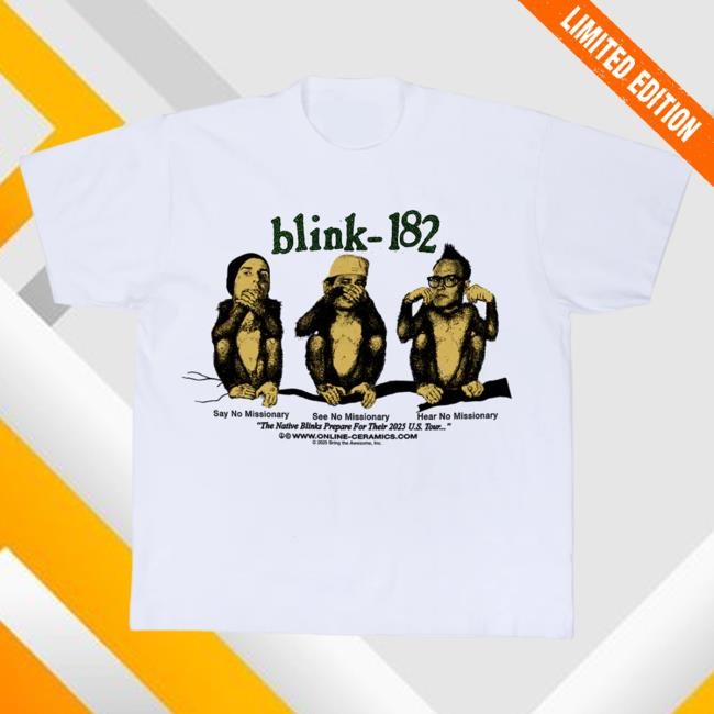 Official Online Ceramics blink-182 "Missionary Impossible" White New Shirt