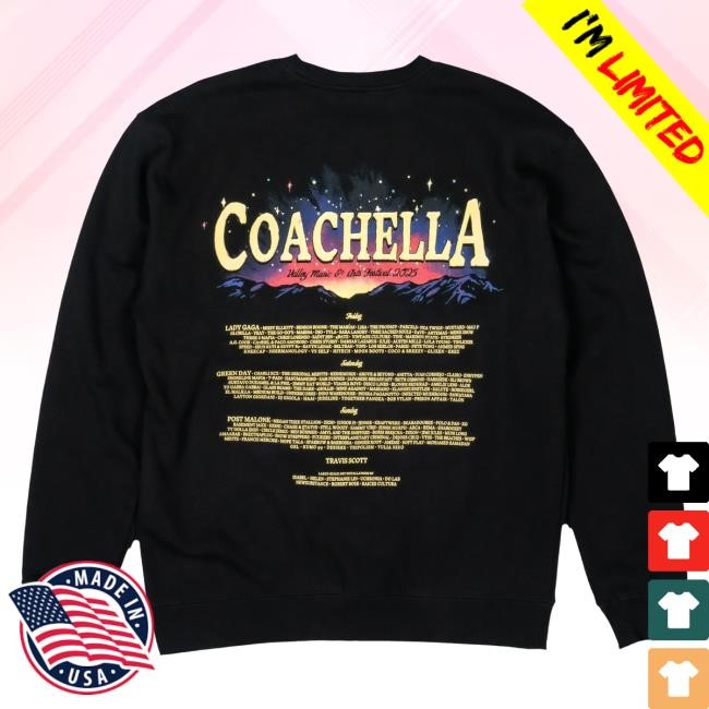 Coachella Merch Store Desert Sunset Lineup Crewneck Sweatshirt