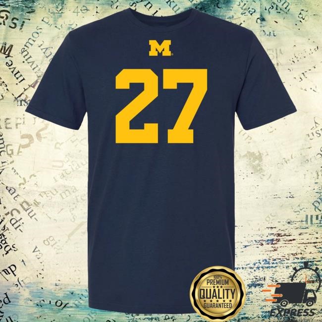 The M Den Michigan Wolverines #27 Jasper Parker Student Athlete Blue Football Top Shirt