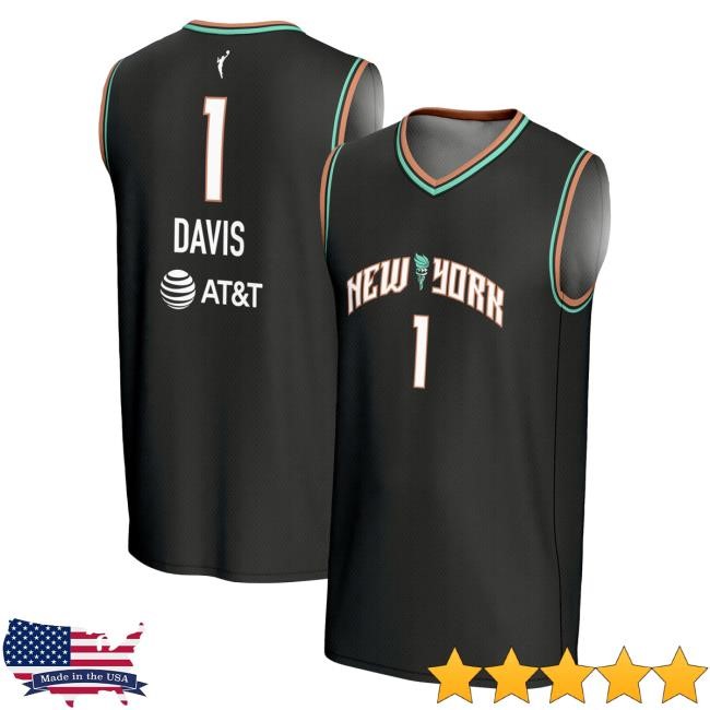 Official Ny Liberty Merch Store Unisex GameDay Greats Marquesha Davis Black New York Liberty Lightweight Replica Basketball Jersey Ny Liberty Apparel Shop