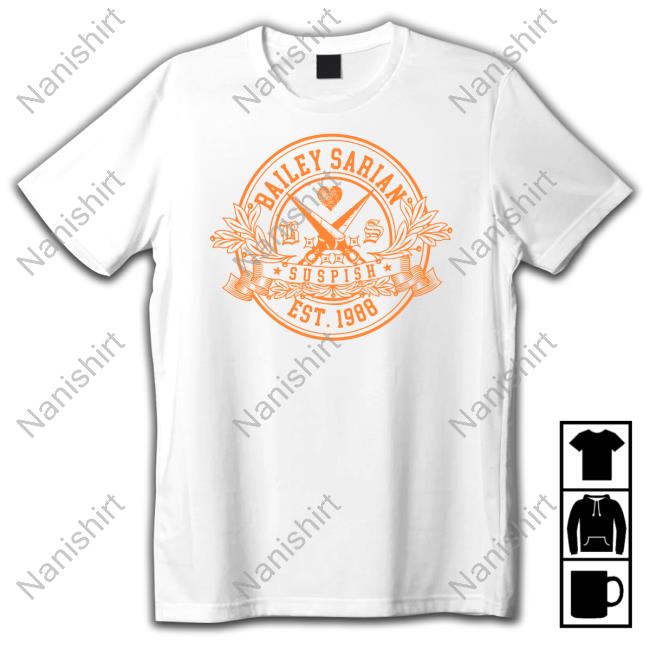 Official Bailey Sarian Merch Library Crest Bone Shirt Suspish Est 1988