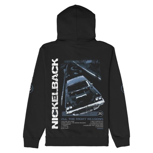 Official Nickelback Merch Nickelback ATRR 20th Anniversary Stripes Black Hoodie