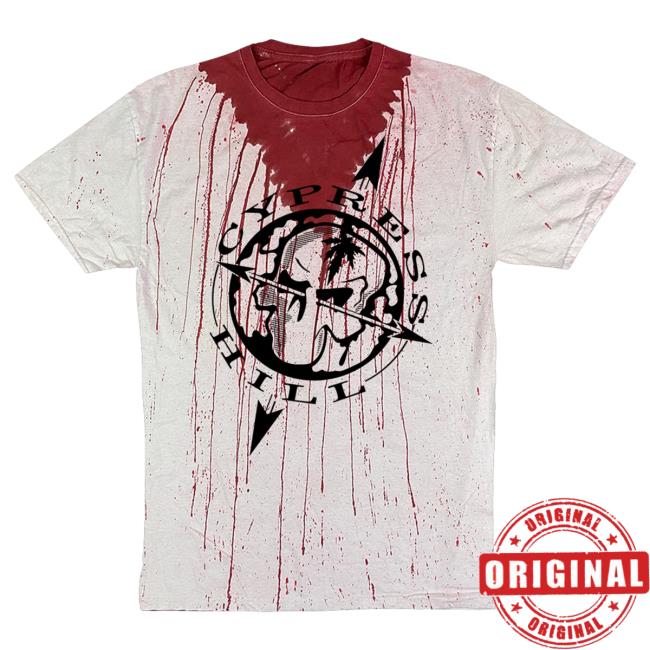 Official Cypress Hill Merch Cypress Hill Skull N Compass Limited Edition Red Splatter Top Shirt CypressHill