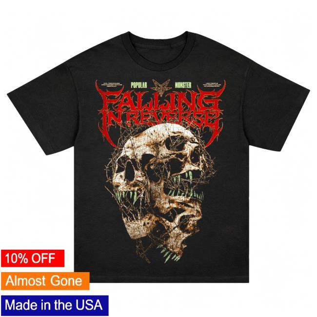 Official Falling In Reverse Merch Triple Skull Tshirt