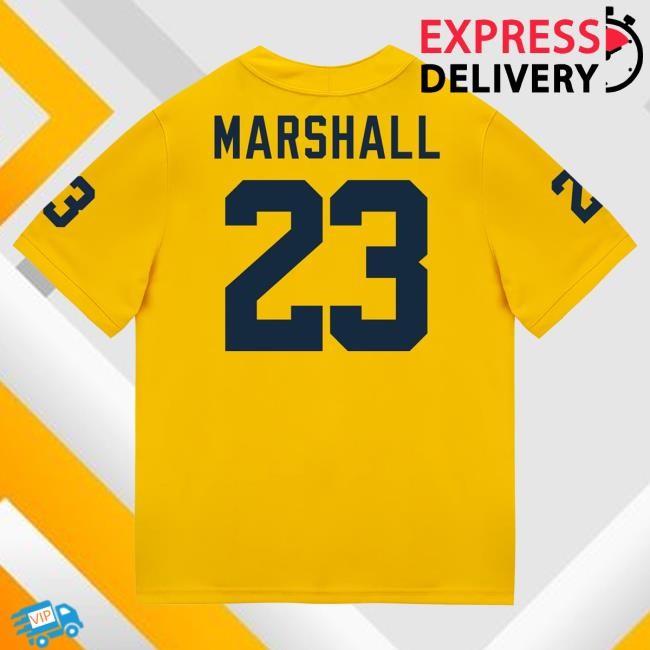The M Den Michigan Wolverines #23 Jordan Marshall Student Athlete Maize Football Jersey Tees