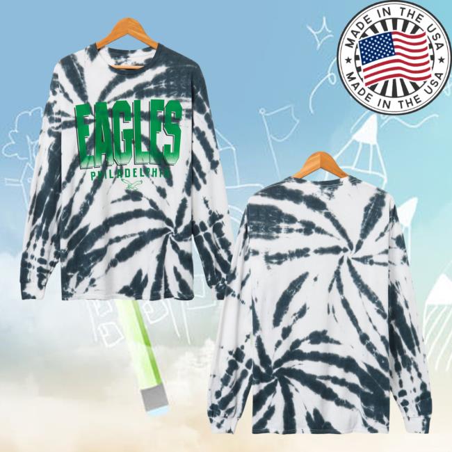 Official Junk Food Apparel Clothing Store Shop Junkfoodclothing Philadelphia Eagles Game Time Tie Dye Long Sleeve Tee Shirt True Black Tie-Dye