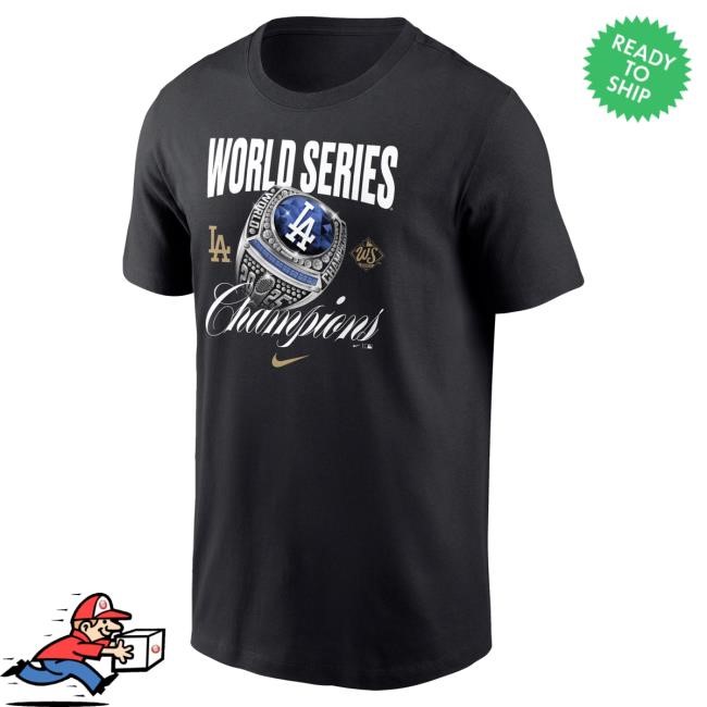 Men's Los Angeles Dodgers Nike Black 2025 World Series Champions Ring Shirt Official MLB Shop