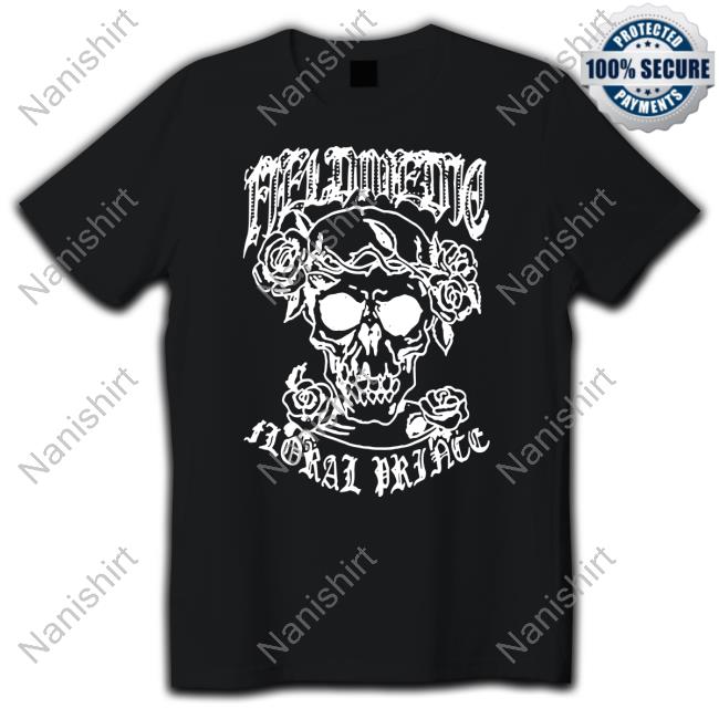 Official Run For Cover Records Floral Skull Tee Shirt