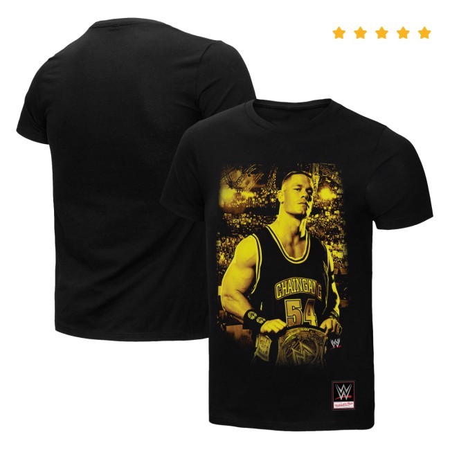 Mitchell & Ness Black John Cena Gold T-Shirt Wshop New Shirt