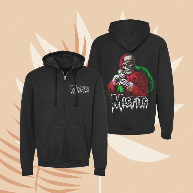 Misfits Holiday Fiend Black Zip Hoodie Misfits Clothing Store