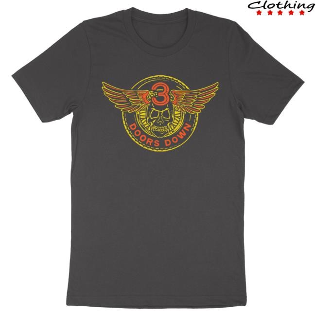 Official 3 Doors Down Merch Yellow Skull T-Shirt