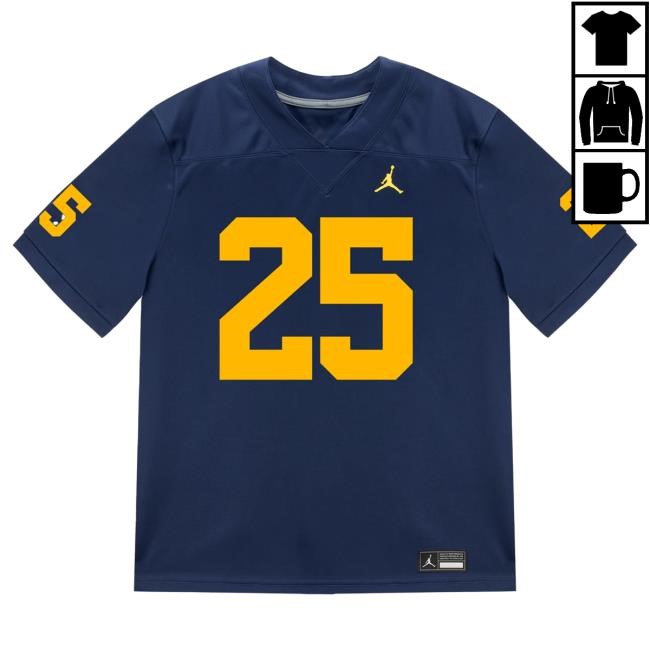 The M Den Michigan Wolverines #25 Mason Curtis Student Athlete Blue Football Jersey Tshirt