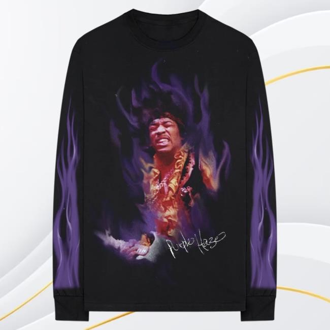 Jimi Hendrix Purple Flame Long Sleeve Shirts