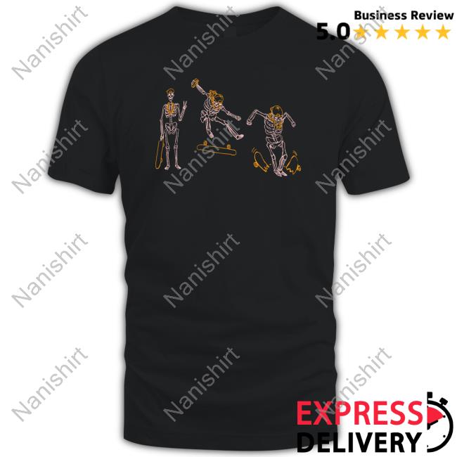 Official Punz Merch Skeleton Skateboard Tee Shirt