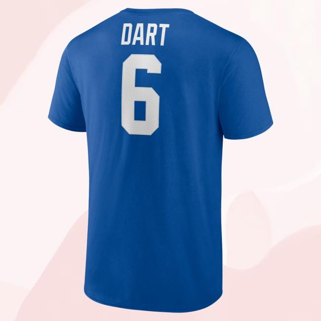 Official New York Giants Bulls Men's Jaxson Dart Royal New York Giants Icon Player Name & Number Tees NewYorkGiants