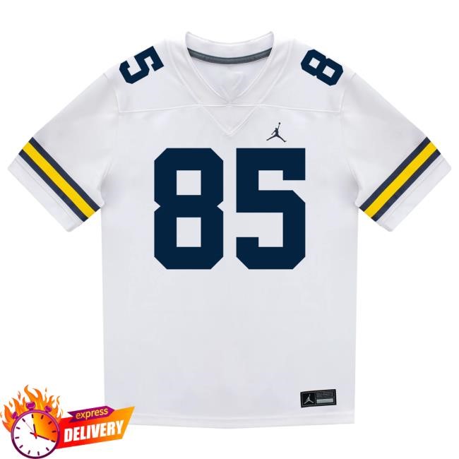 The M Den Michigan Wolverines #85 Logan Forbes Student Athlete White Football Jersey New Shirt