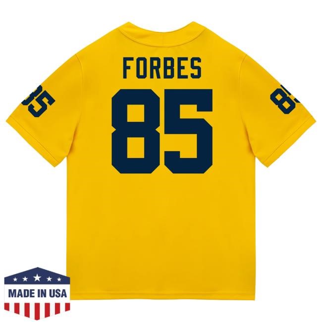 Michigan Wolverines #85 Logan Forbes Student Athlete Maize Football Jersey T Shirt The M Den Shop