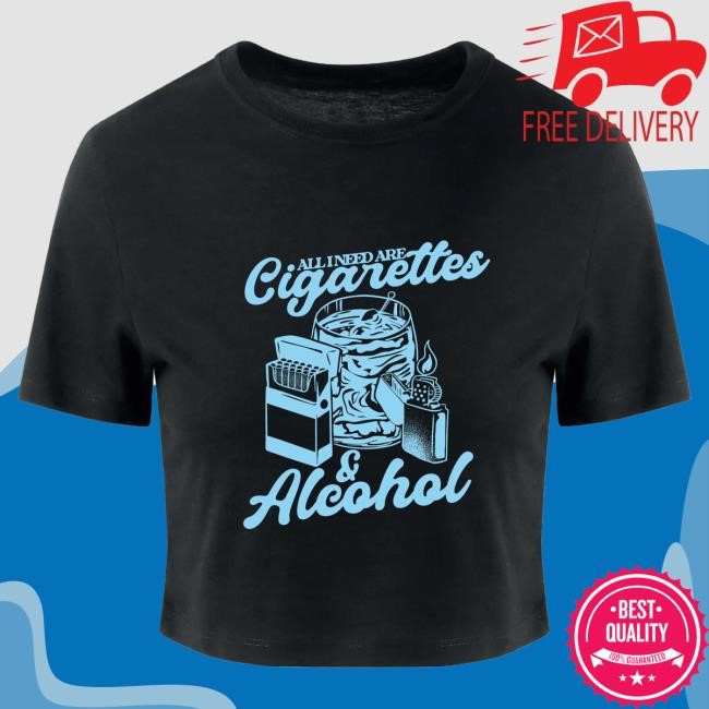 Official Day Of The Moon Store Shop Cigarettes & Alcohol Crop Tees Black