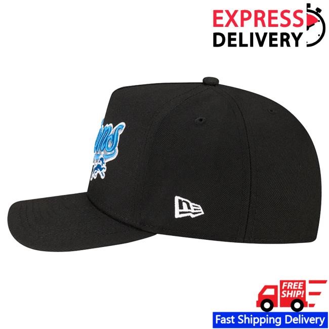 Official Born X Raised + Lions Pro Script A-Frame Snapback Cap: Black NFL 2025 Kickoff