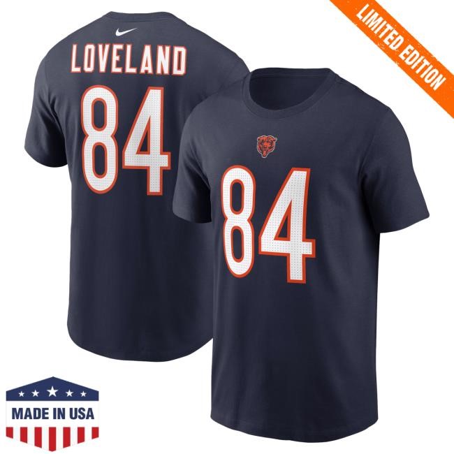 Official Fan Tee Colston Loveland Chicago Bears Nike Navy Game Day Drop