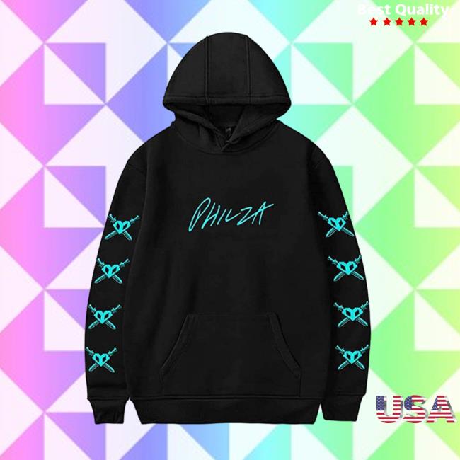 Philza Merch Blue Crossed Hardcore Hearts Front Philza Crewneck Sweatshirt