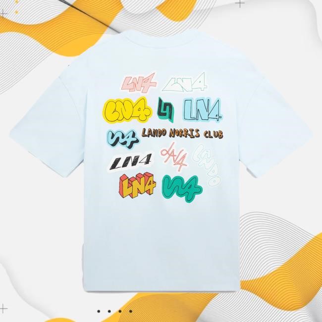 Official Lando Norris Sticker Shirt - Sky Blue LandoNorris