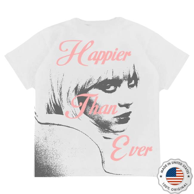 Official Interscope Records BillieEilish Merch Clothing Store Billie Eilish Happier Than Ever Silly Me Shirt New
