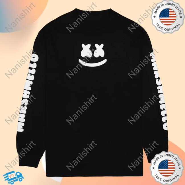 Official Marshmello Music Clothing Store Shop Smile Bar L/S Hoodie Black Marshmellomusic Merch