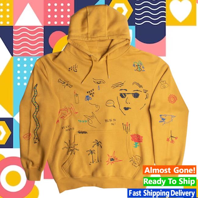 Official Altru Apparel Clothing Stick N Poke Art Graphic Hooded Sweatshirt Mustard