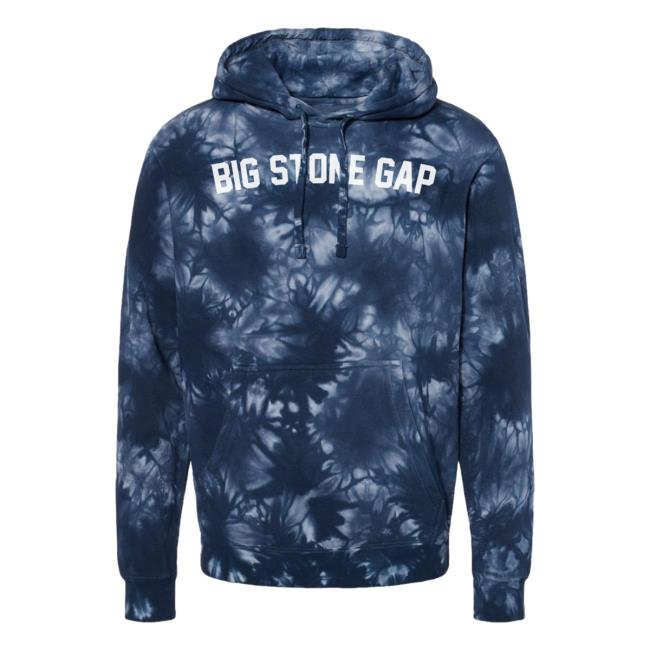 Official Hometown Apparel Clothing Merch Big Stone Gap Virginia Classic Curve Tie-Dye Crewneck Sweatshirt Navy Tie Dye