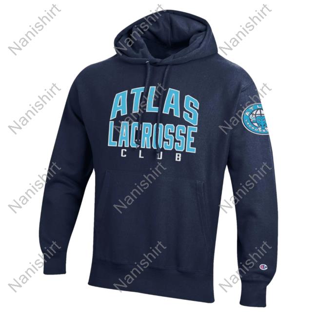 Official Premier Lacrosse League Shop Champion Atlas Lacrosse Throwback Reverse Weave Pullover Sweatshirt Marine Navy