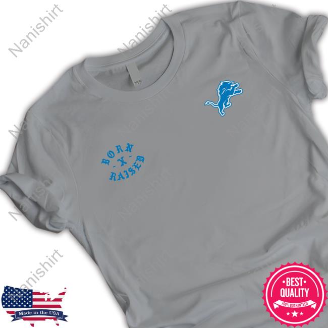 Official Detroit Lions Born X Raised Silver Detroit Lions Pullover Crewneck Sweatshirt
