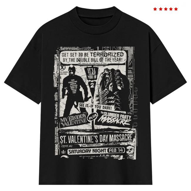 Gutter Garbs Valentine's Day Massacre Double Feature: Newspaper Ad Top Shirt (Shaka Wear - Oversized) | Official Merch