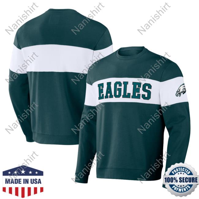 Official PhiladelphiaEagles Clothing Merch Store Shop Darius Rucker Collection By Fanatics Midnight Green Philadelphia Eagles Team Color & White Crewneck