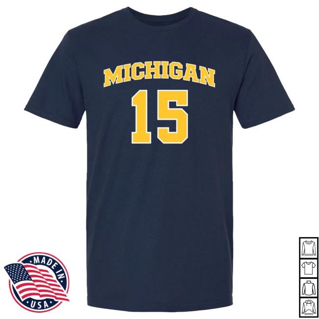 Michigan Wolverines Men's Basketball Student Athlete #15 Aday Mara Top Shirt | The M Den Official Merch Store Shop