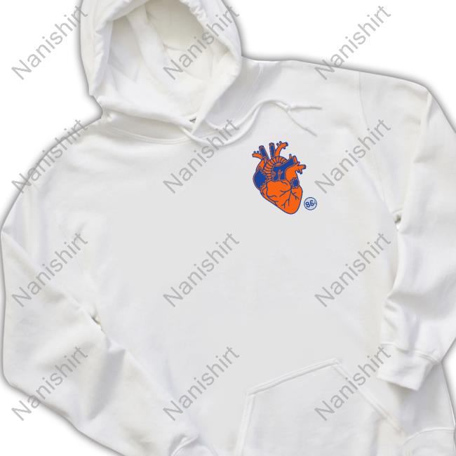 Official 1986D Merch Blue & Orange Heart Long Sleeve Tee