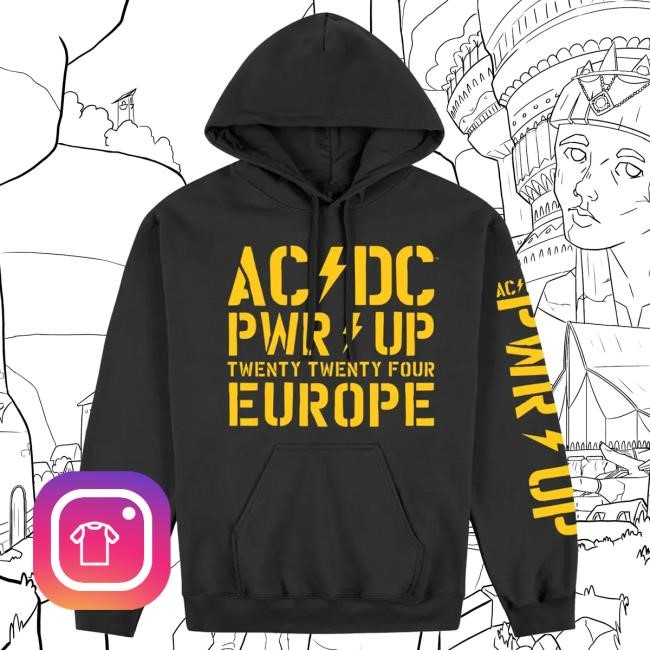 Official Ac Dc Merch Store AC/DC PWR UP 2024 Tour Popover Sweatshirt Ac Dc Shop Acdc Clothing