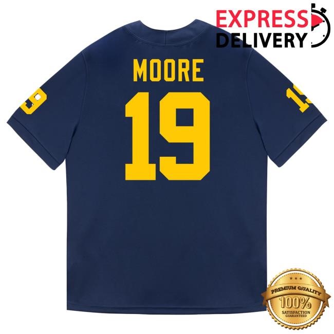 The M Den Michigan Wolverines #19 Rod Moore Student Athlete Blue Football Jersey Tshirt