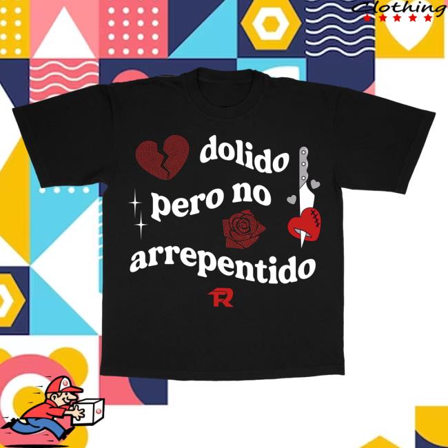 Official Fuerza Regida Merch Store Fuerza Regida Dolido Pero No Arrepentido - Black S/S Shirt New
