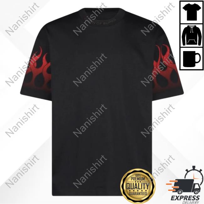 Official Vision Of Super Black T-Shirts With Red Gradient Flames