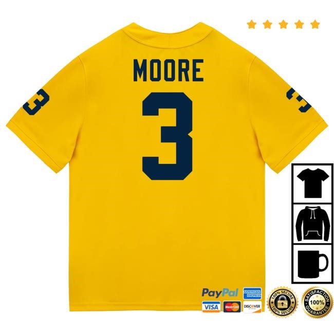 The M Den Michigan Wolverines #3 Fredrick Moore Student Athlete Maize Football Jersey Tshirt